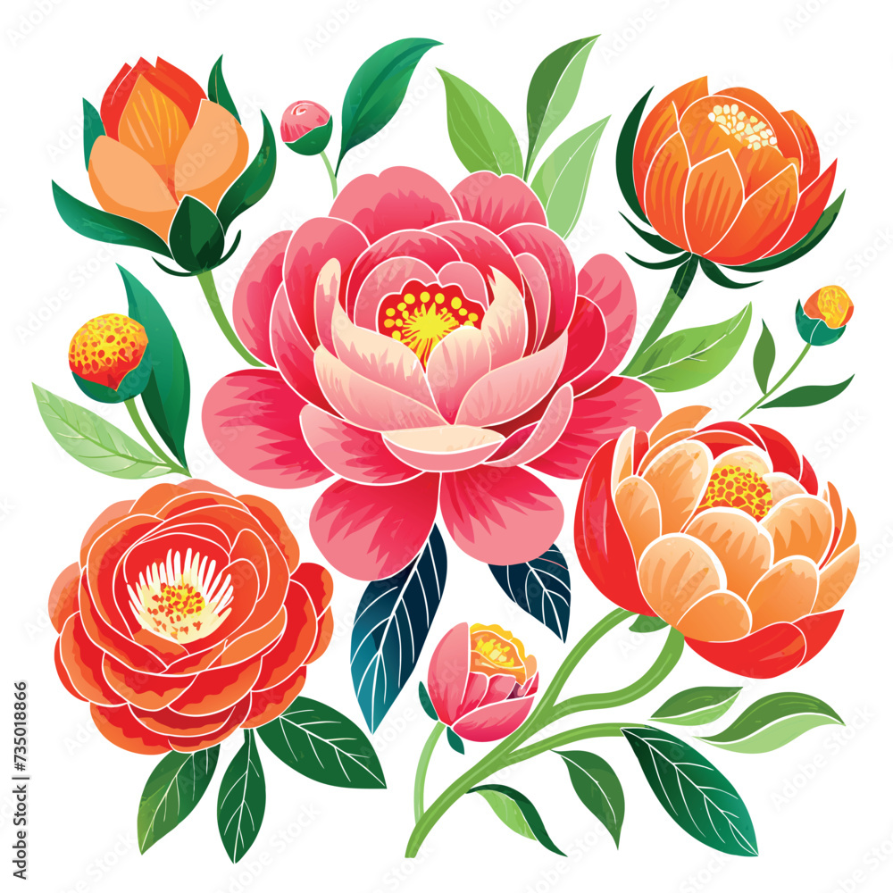 Women's day bouquet of peonies in the glamour style, golden glitter watercolor illustration on white background Women's day bouquet of peonies in the glamour style, golden glitter watercolor illustration on white background