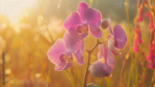 Vibrant Purple Orchid with Soft Blur and Artistic Composition AI Generated.