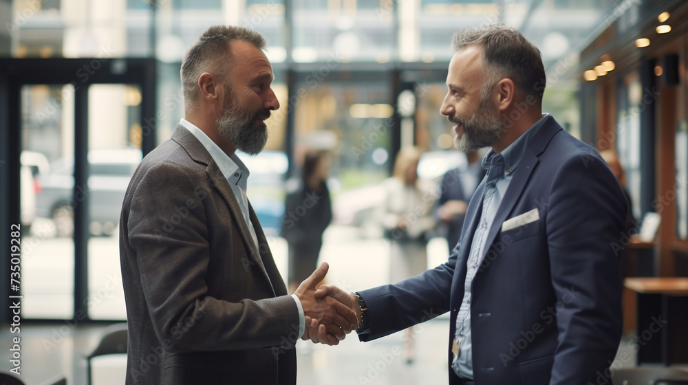 Recruitment manager shaking hand with male candidate Recruitment manager shaking hand with male candidate