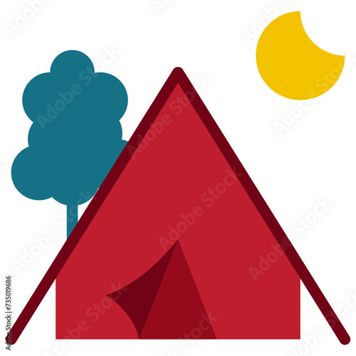 campground camping travel trip tent flat style