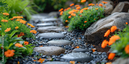 horizontal background with a fragment of alpine garden photo