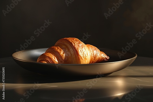 a croissant is shaped into a bowl and on a plate, a plate of croises on a table photo