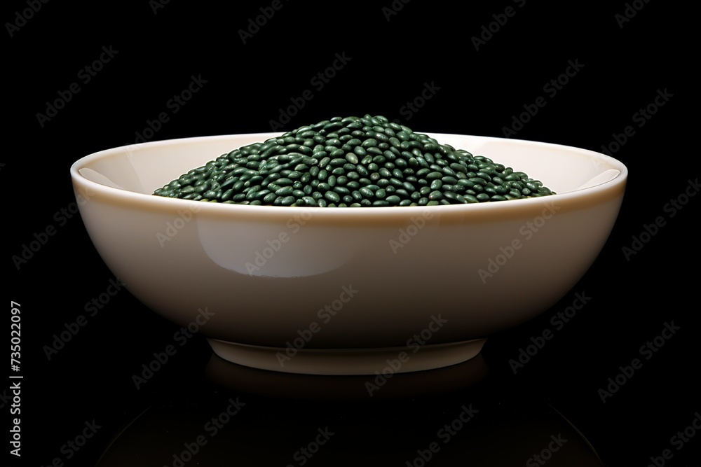 black bowl of sesame seeds on a black background black bowl of sesame seeds on a black background