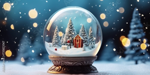 Magical snow globe with Christmas decorations created.
