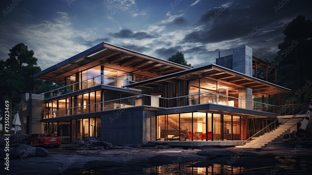 Obraz premium house construction building process,