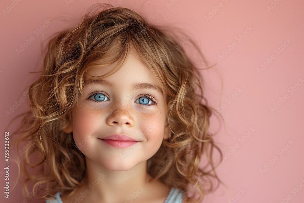 A close-up portrait capturing the adorable innocence and charm of a cute Caucasian girl A close-up portrait capturing the adorable innocence and charm of a cute Caucasian girl
