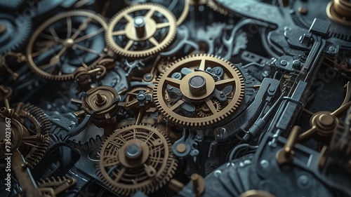 Professional steampunk background. Mechanisms and gears, conceptual art © NeuroSky