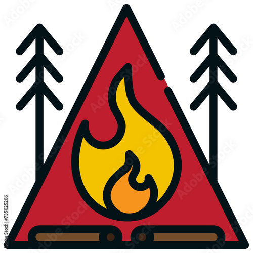 camping campfire campground fire flame travel filled outline