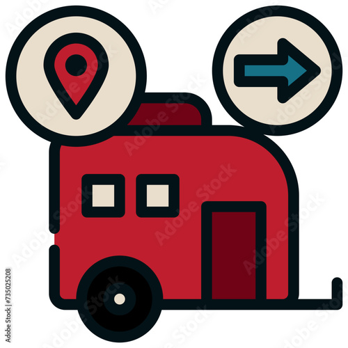 car campervan caravan vehicle location filled outline