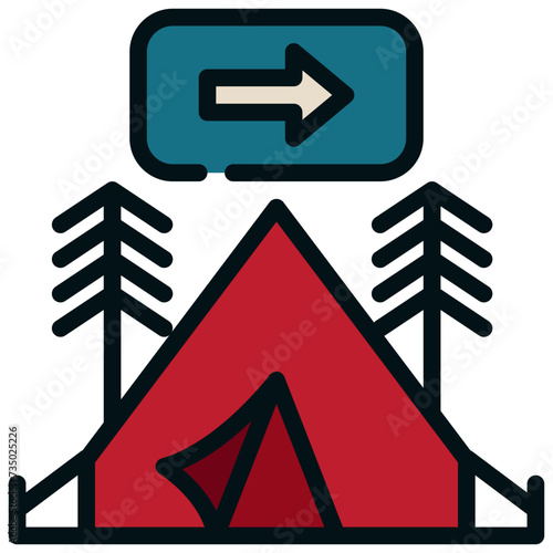 location campground camping tent travel filled outline