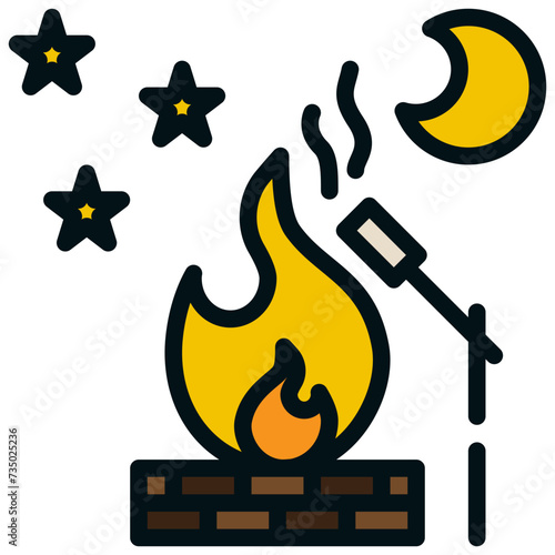 flame fire outdoor campground camping filled outline
