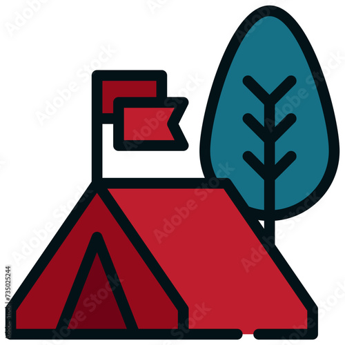 location campground outdoor tent camping filled outline