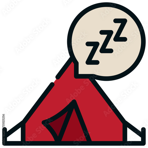 sleep loud tent camping campground filled outline