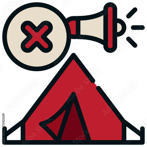 loud beware prohibit sound campground camping tent filled outline
