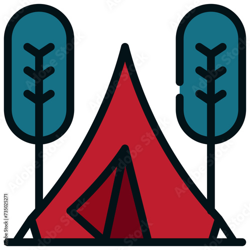 tent camping campground travel location outdoor filled outline