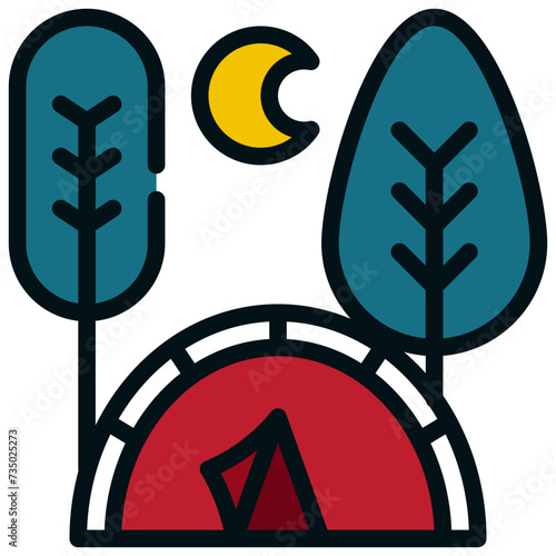 outdoor tent campground camping filled outline