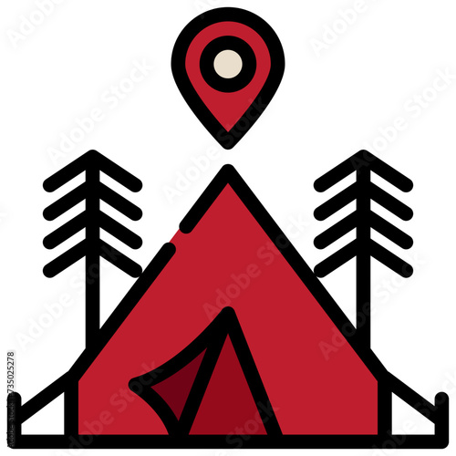 pin gps location camping campground tent filled outline