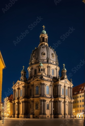 Admire the Frauenkirche in Dresden, Germany, under the night sky by ai generated
