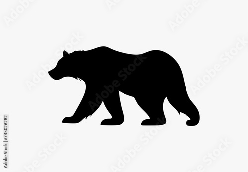 Bear black vector grizzly logo icon. Bear flat silhouette mountain animal illustration shape symbol design.