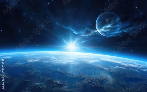  earth in the space with night sky