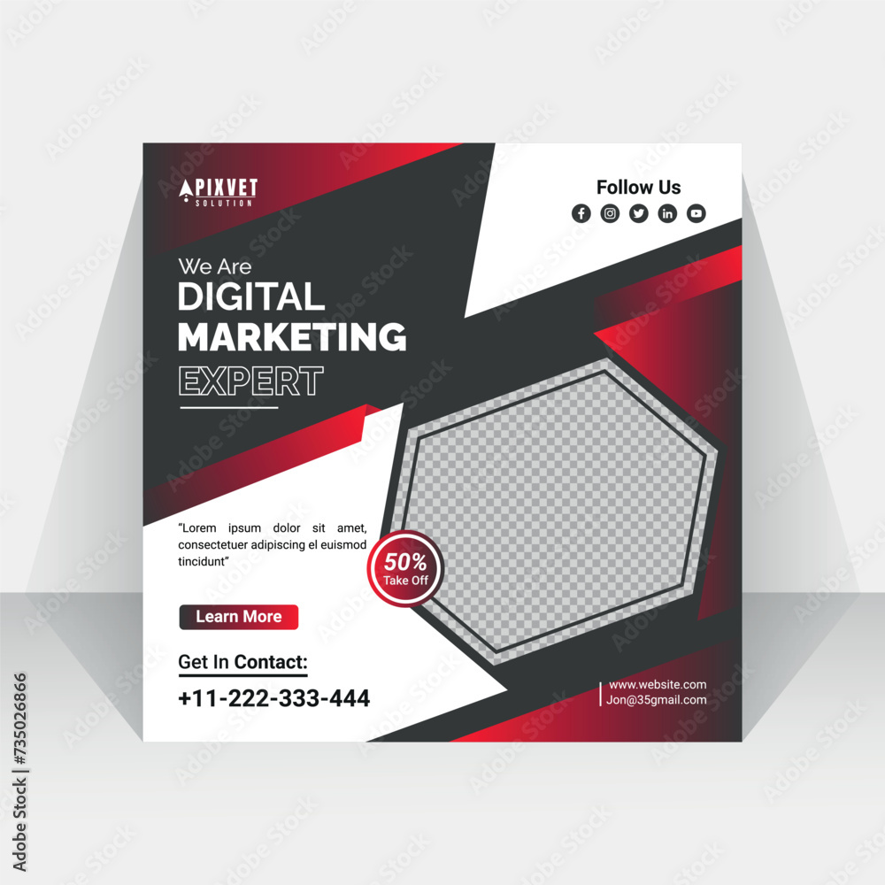Digital marketing agency modern business social media Facebook Post, Instagram Post vector design template. 