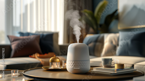 humidifier on a table in a living room at home photo