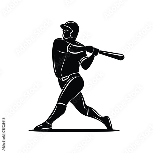 Baseball player vector black silhouette design for T.Shirt