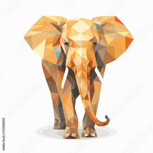 Low poly triangular elephant isolated on a white background