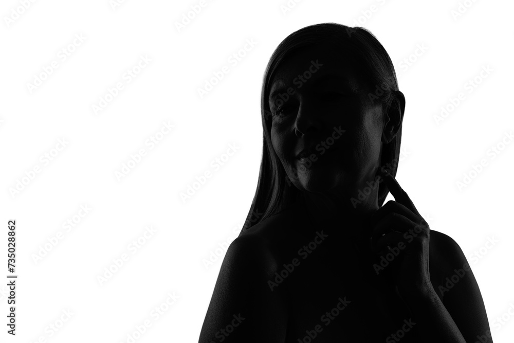 Silhouette of one woman isolated on white Silhouette of one woman isolated on white
