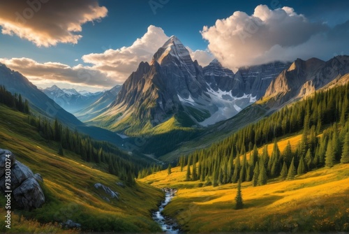Capture the majesty of mountain peaks   emphasizing scale and cloud-draped allure by ai generated