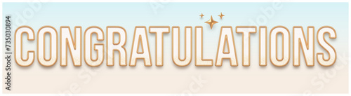 Congratulations. Banner with 3d realistic gold metal letters and stars. Design for card, banner or advertising. Vector illustration.