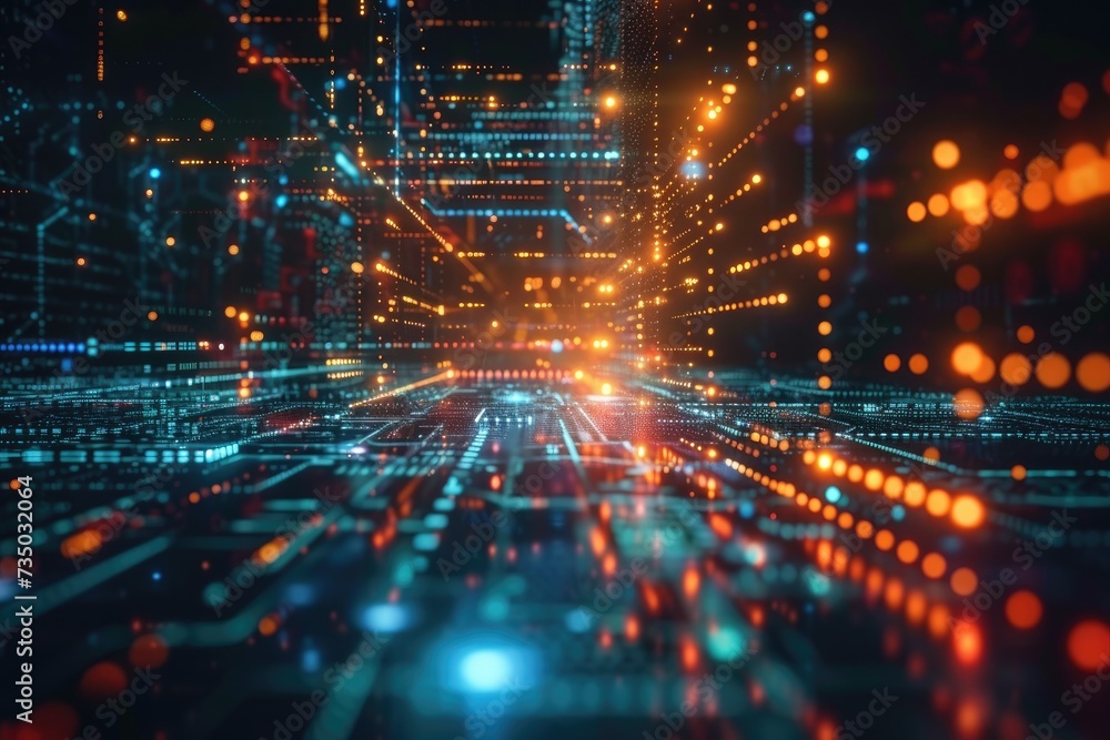 Fototapeta premium Network signal structure. futuristic technology background. Generative AI