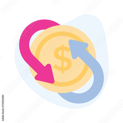 Grab this carefully designed flat icon of money flow in trendy style