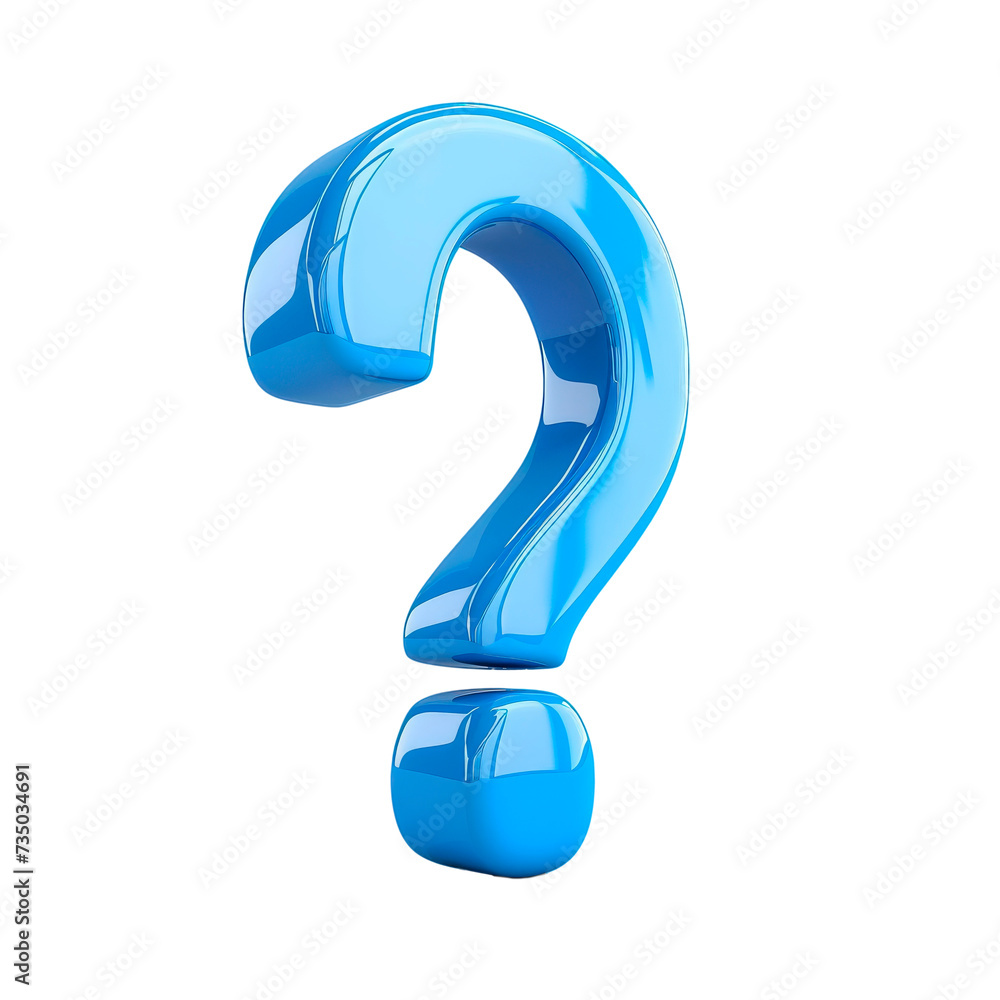Shiny Blue Question Mark Symbol, Isolated on Transparent Background Shiny Blue Question Mark Symbol, Isolated on Transparent Background