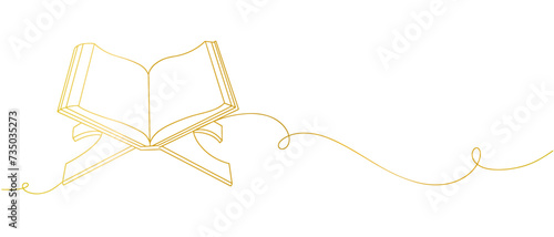 Al Quran line art style , Islamic vector illustration with transparent background 