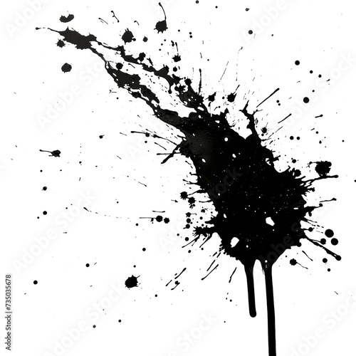 Black Ink Splattered on Transparent Background