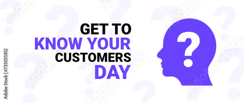 Know your customer day design business background. Know customer people banner concept template.