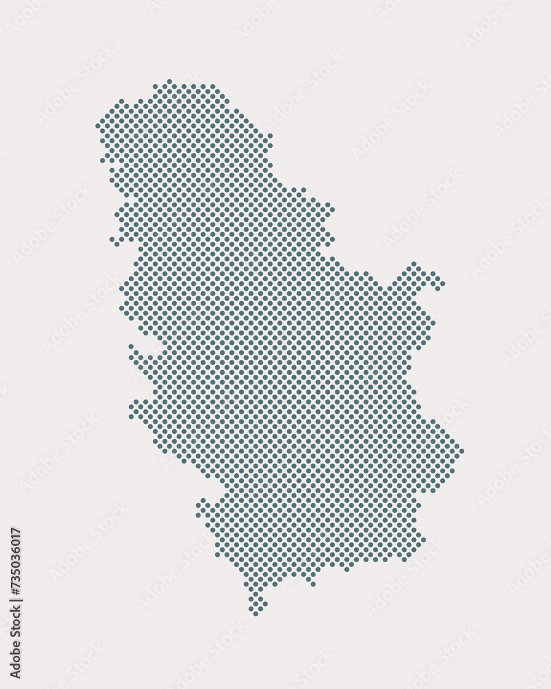 Vector map Serbia for points, dotted template