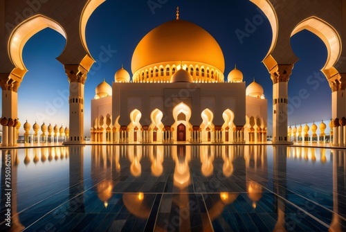 Mesmerizing low-angle shot showcases intricate details of Abu Dhabi mosque © Ai creative universe