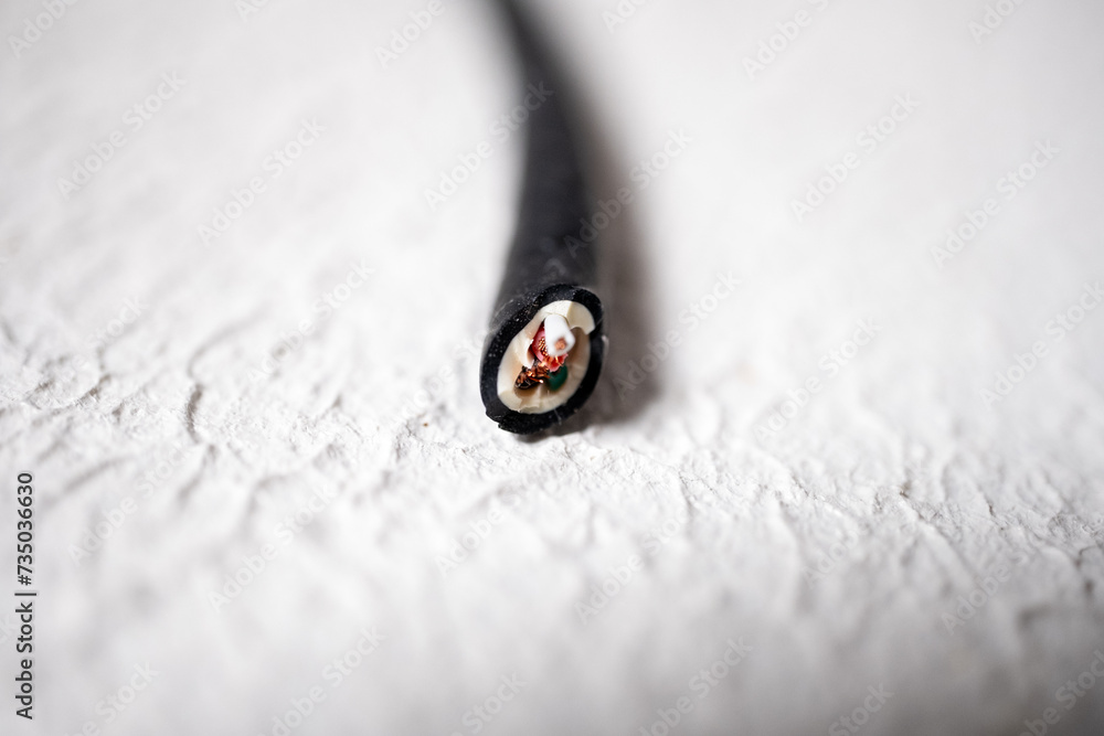 split cable in macro shot split cable in macro shot
