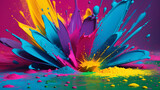 An abstract background inspired by the vibrant Holi festival in India, suitable for wallpaper in an ultra theme.]