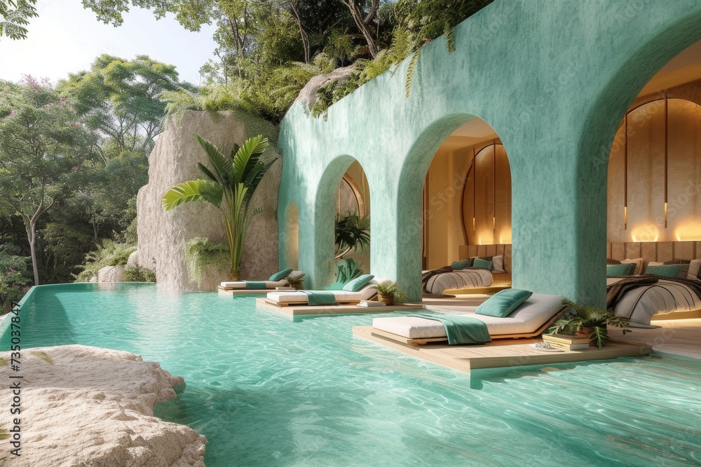 Luxurious Tropical Resort with Infinity Pool and Relaxing Daybeds