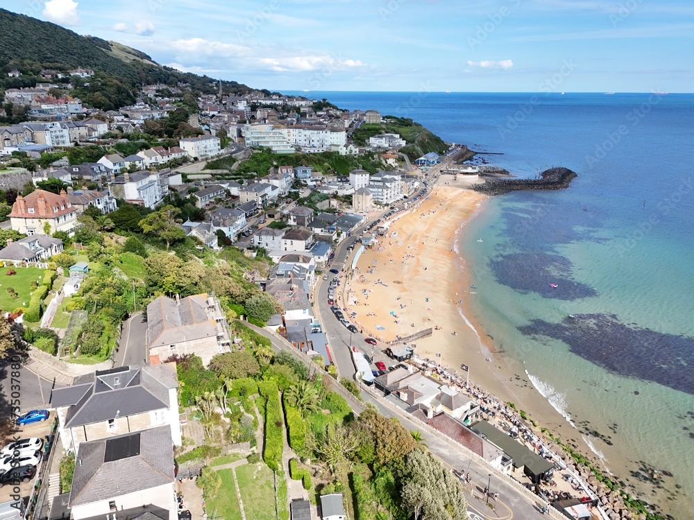 Ventnor town and beach Isle of Wight UK drone,aerial .