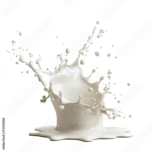 Dynamic Milk Splash Isolated on Transparent Background Captured in Mid-Motion