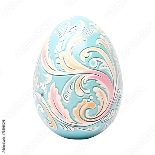 A colorful easter egg with a pastel design sits isolated on a transparent background