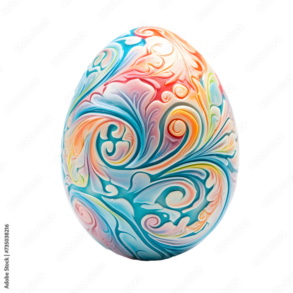 A colorful easter egg with a pastel design sits isolated on a transparent background A colorful easter egg with a pastel design sits isolated on a transparent background