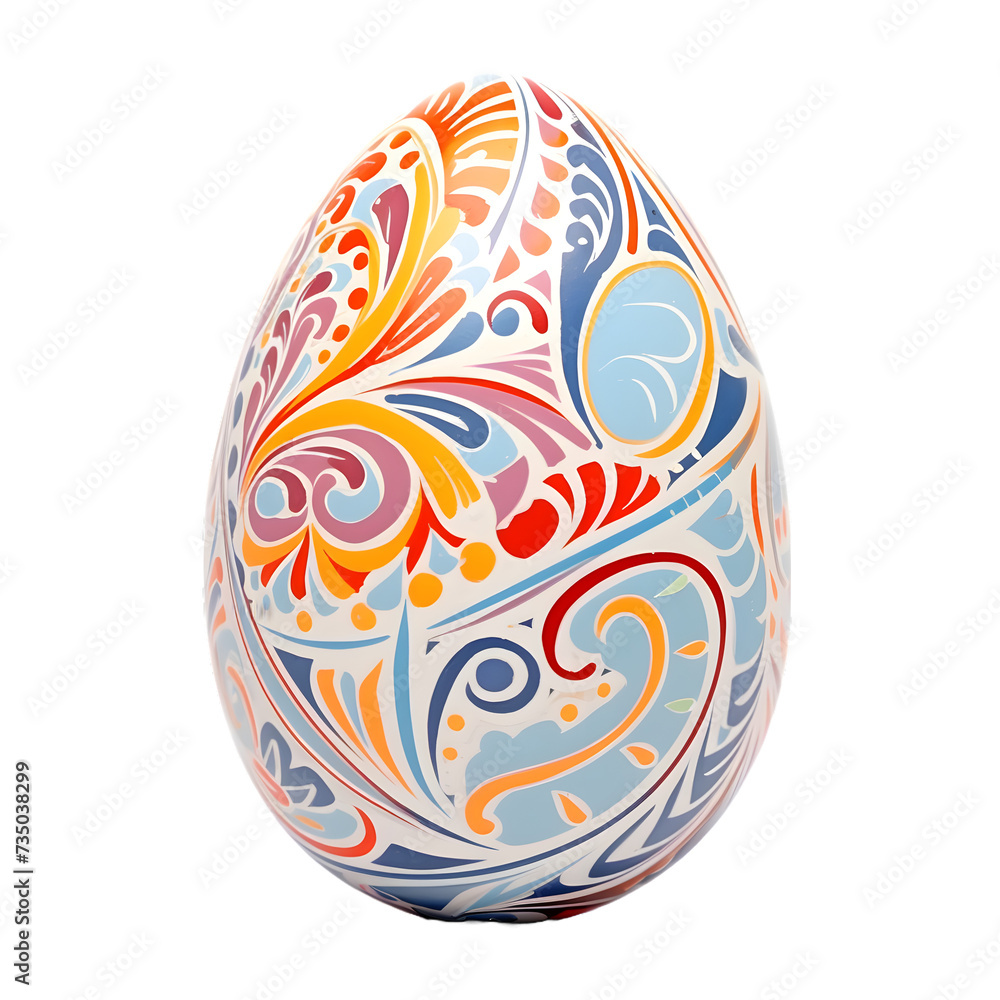 A colorful easter egg with a pastel design sits isolated on a transparent background A colorful easter egg with a pastel design sits isolated on a transparent background