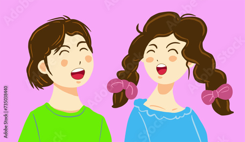 A man and woman are having fun talking, two people laughing
