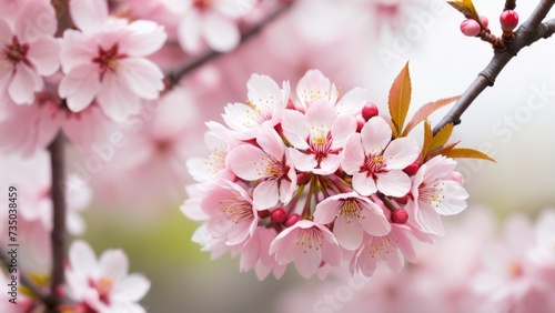 cherry blossoms adorned with a delicate color filter create a serene Sakura season background © Ai creative universe
