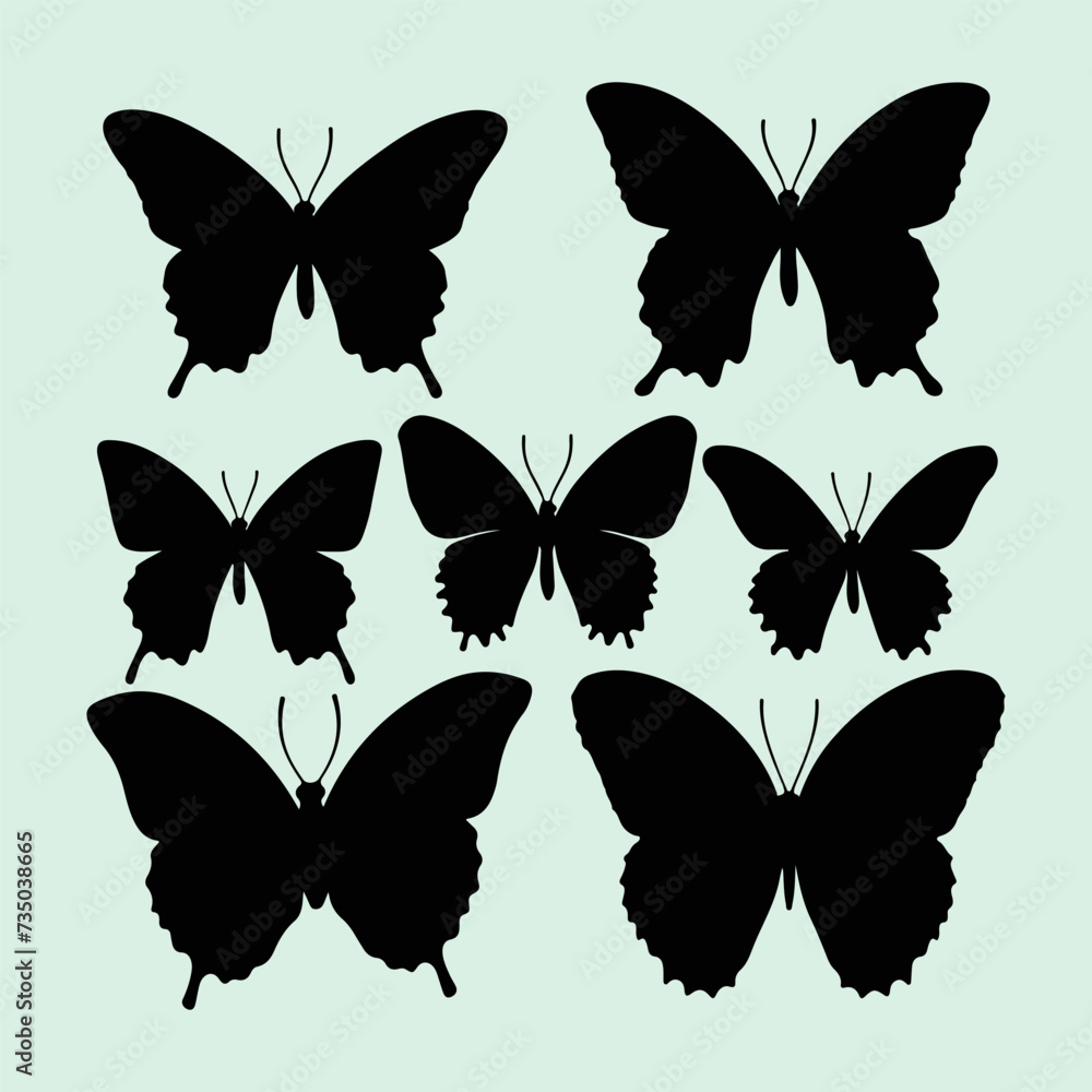 Butterfly black silhouette Cute flying butterfly icons and vector illustration Butterfly black silhouette Cute flying butterfly icons and vector illustration
